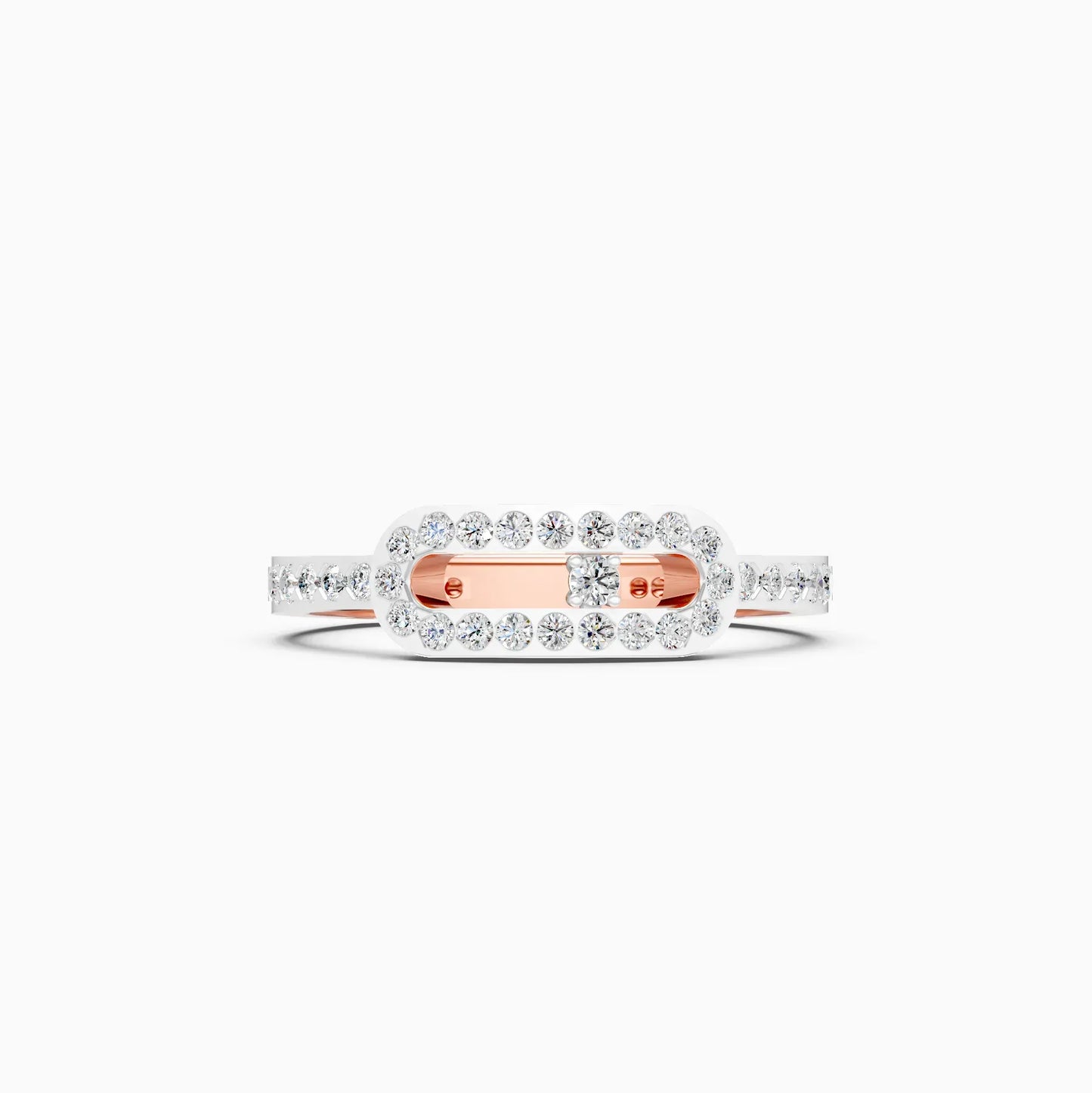 Round lab Grown Diamond Open Hexagon Ring