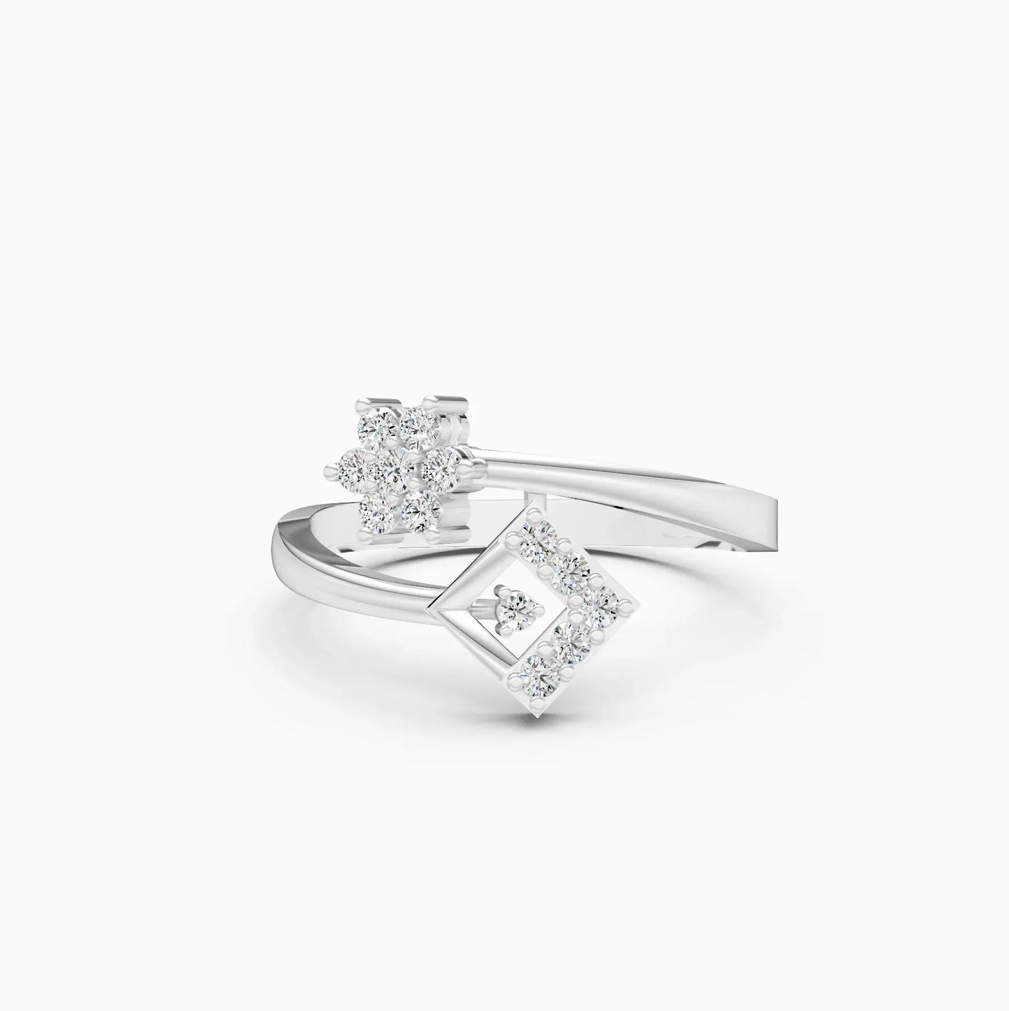 Floral Style By Pass Setting Diamond Cluster Band