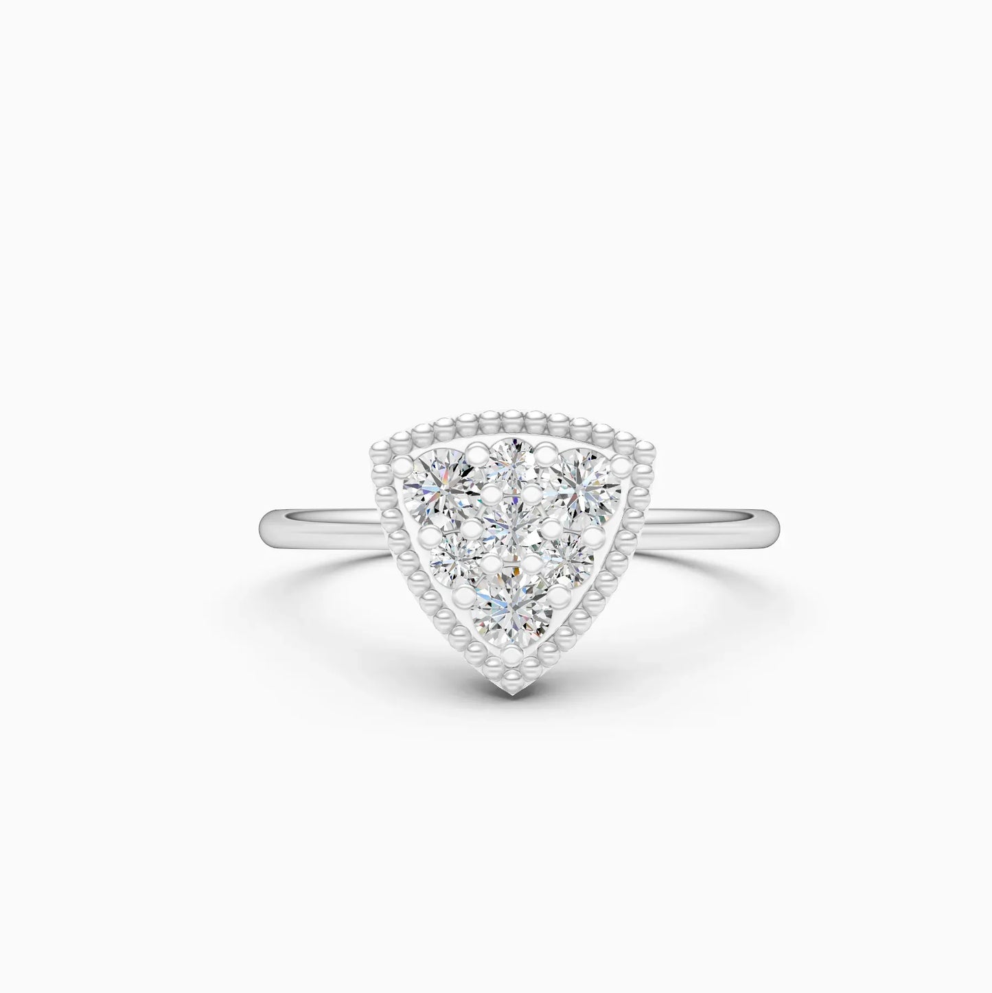 Elegant Two Tone Diamond Cluster Trillion Shape Ring