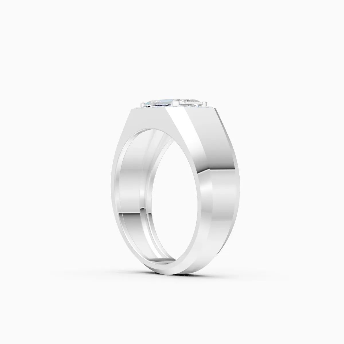 Emerald Cut Diamond Men's Ring With Side Accents