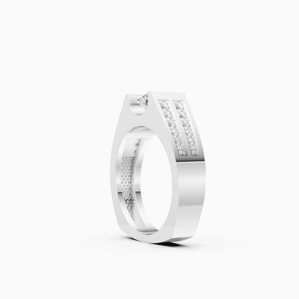 Elegant Men's Solitaire Diamond Ring With Stylistic Band
