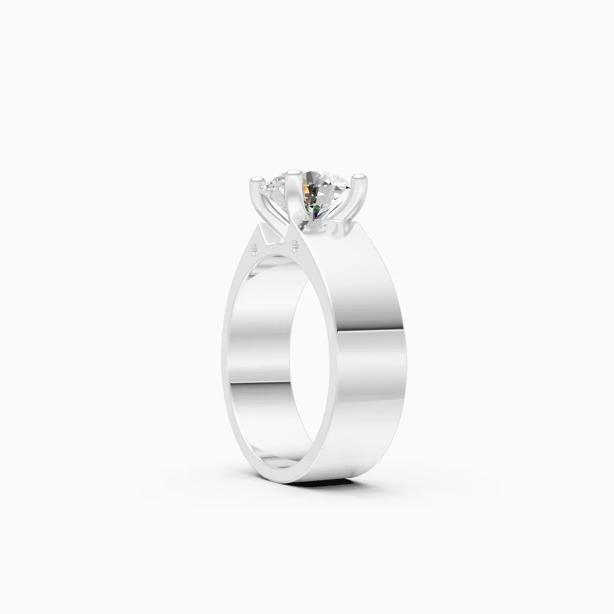 Stunning Single Solitaire Diamond Men's Ring With 2-tone Band