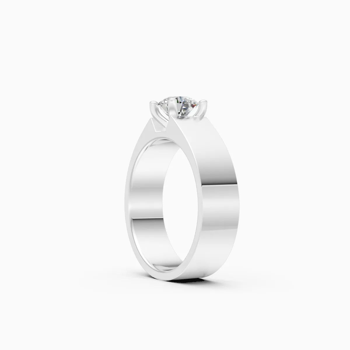Bold Solitaire Center Stone Men’s Broad Band Ring