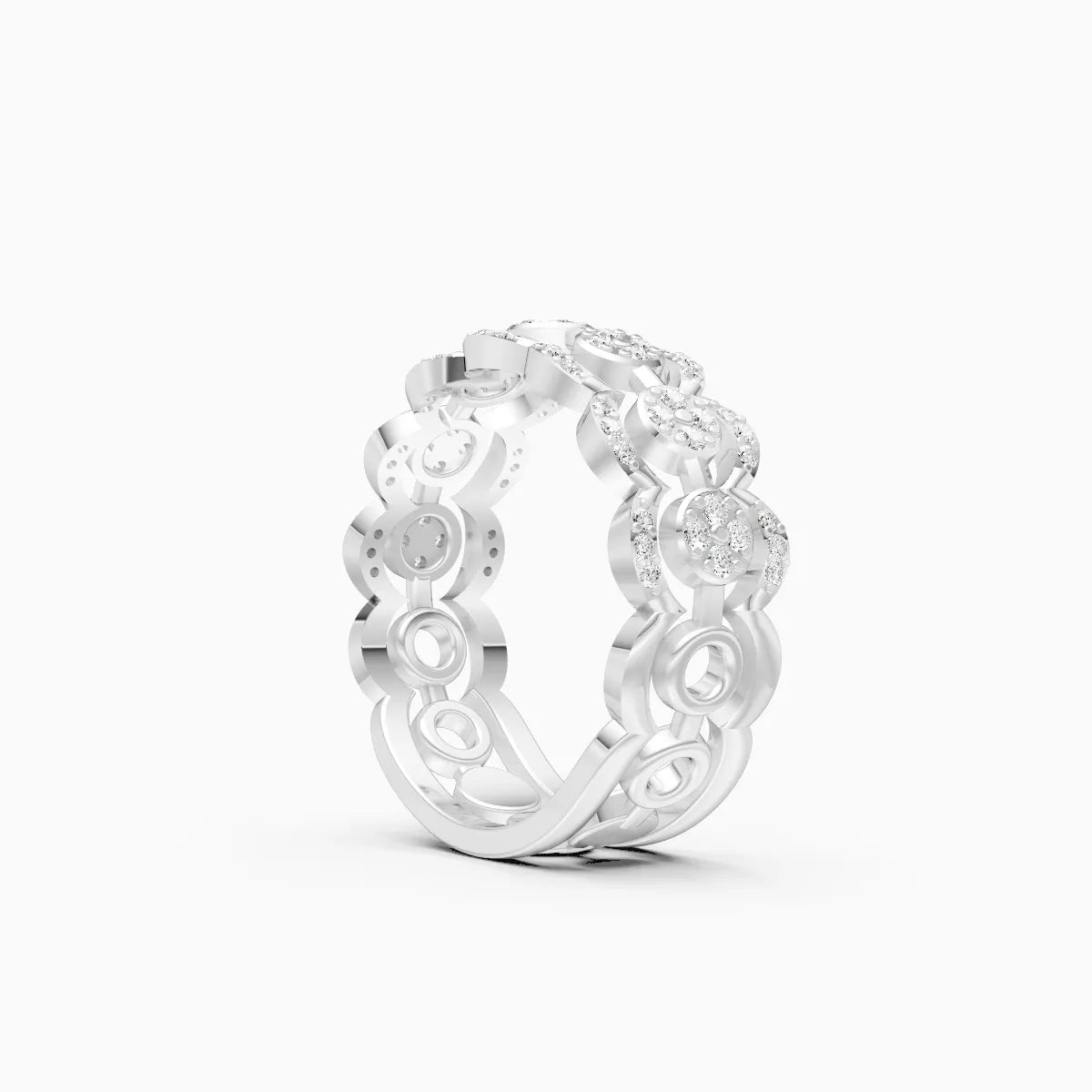 Round Brilliant Cluster Double Halo Artistic Floral Design