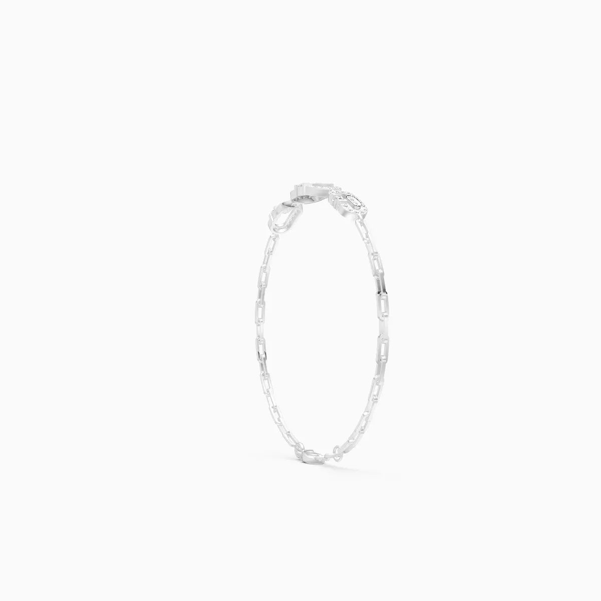 Stacked Style Diamond Charms With Links Bracelet