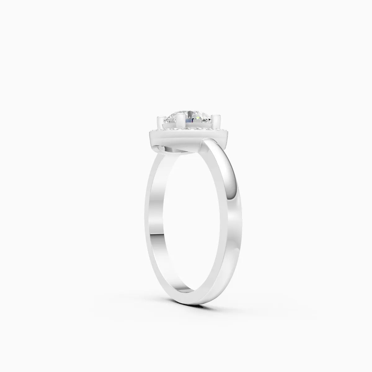 Round Halo Solitaire Engagement Ring