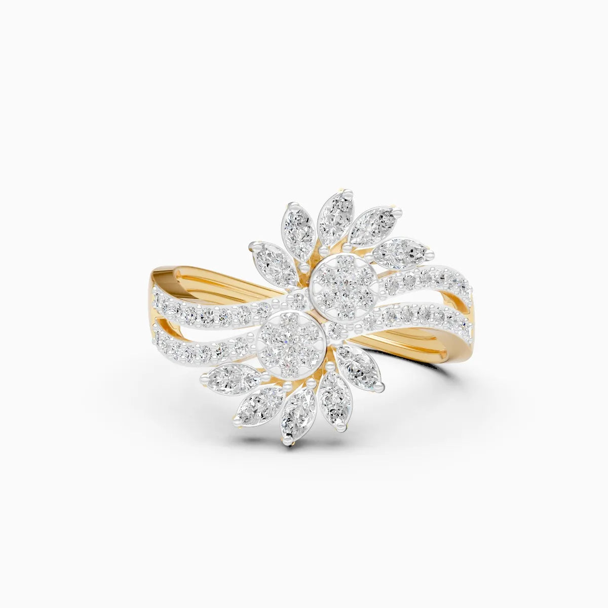 Floral Marquise Lab Grown Diamond Pave Accents Ring