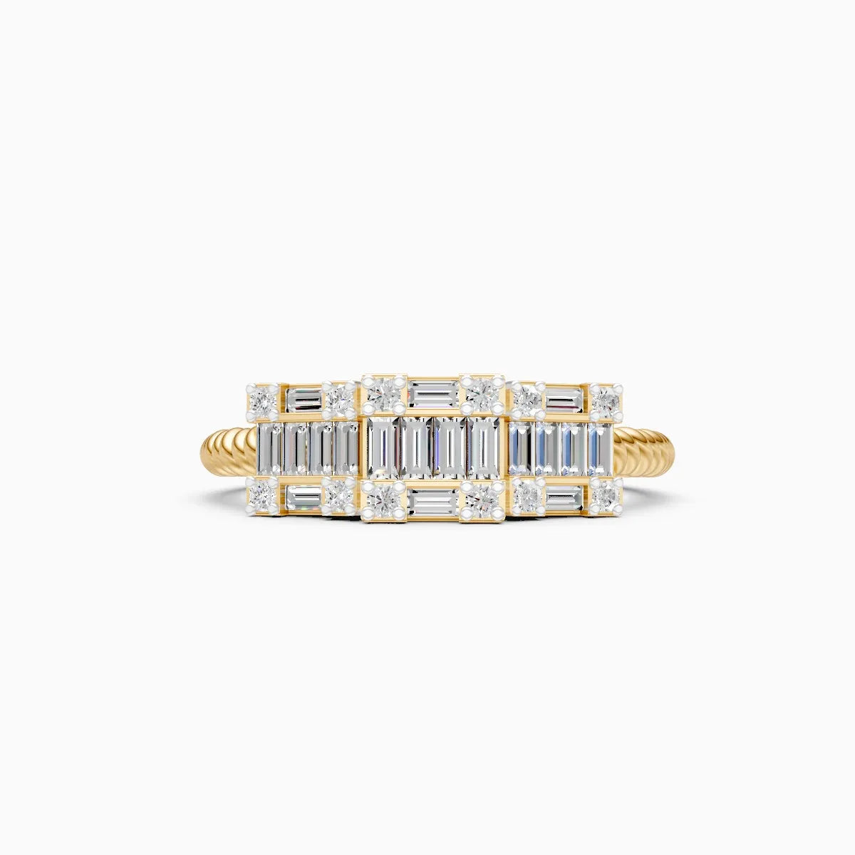 Baguette Bliss Flexi Band And Twist Grid Elegance Lab Grown Diamond Ring