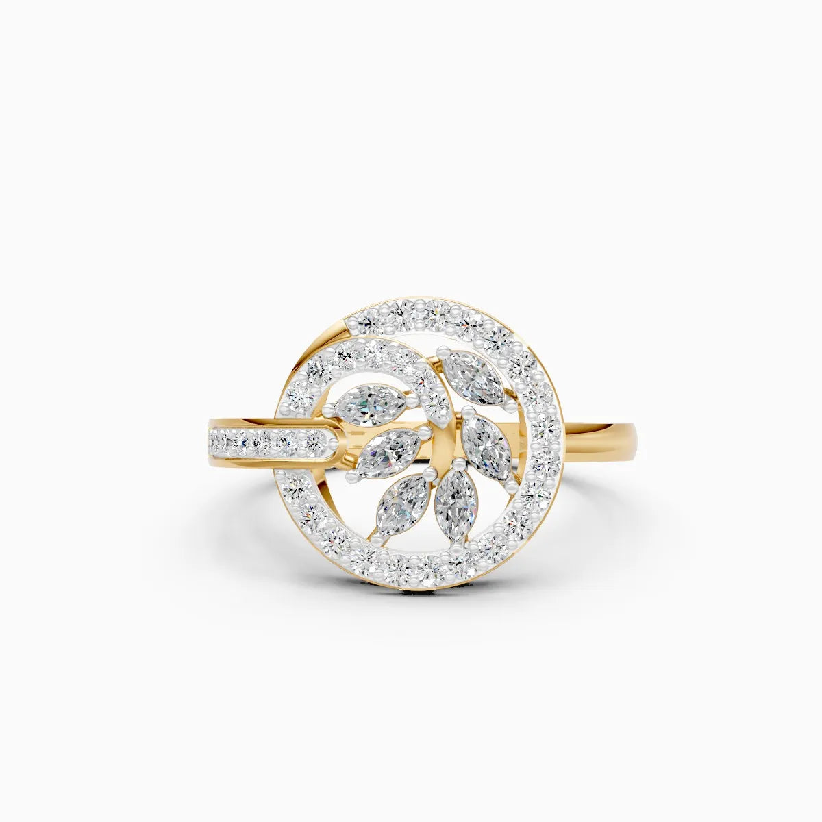 Radiant Leaf Circle Diamond Ring
