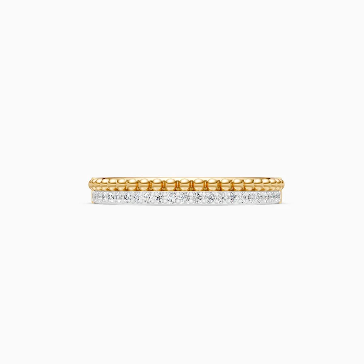 Beaded Edge and Pavé Diamond Duo Band Ring