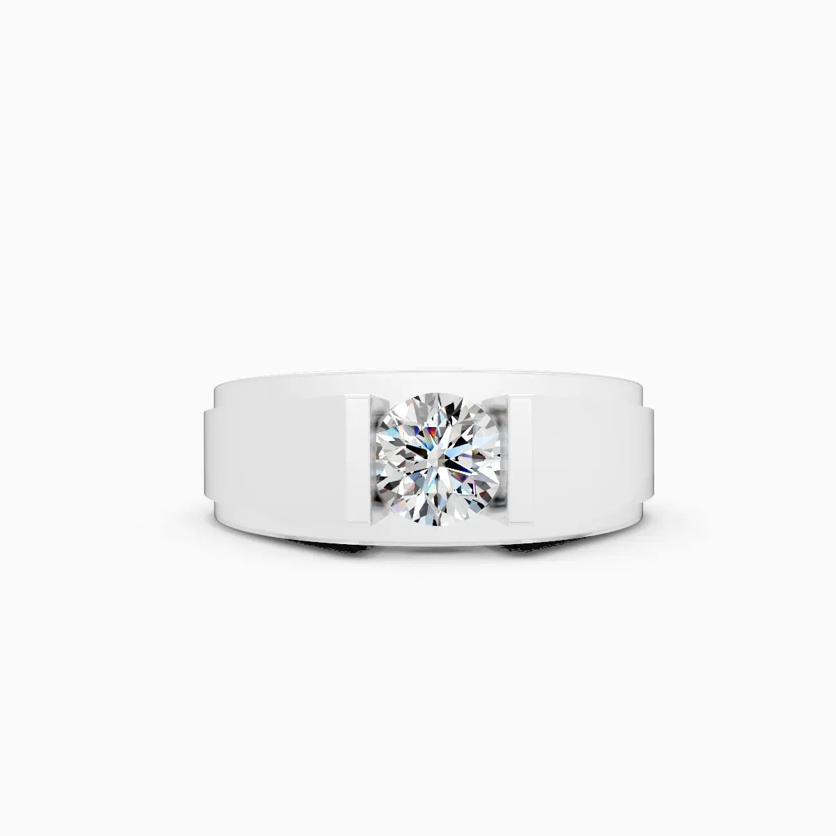 Modern Bezel Setting Men's Two-Tone Lab Diamond Ring