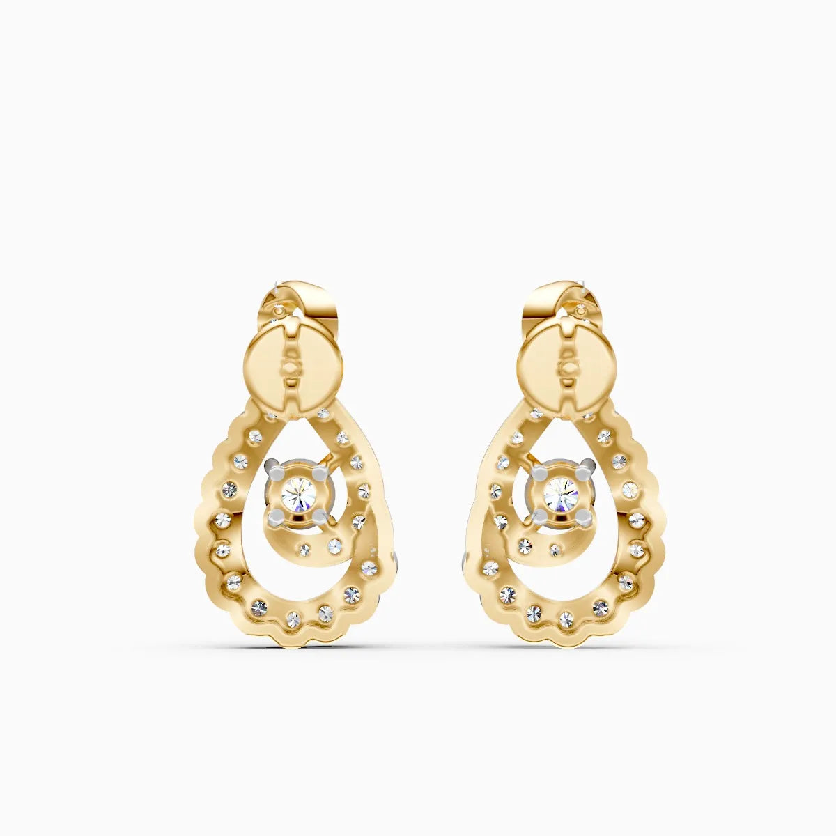 Infinity Twist Teardrop Diamond Two-Tone Stud Earrings