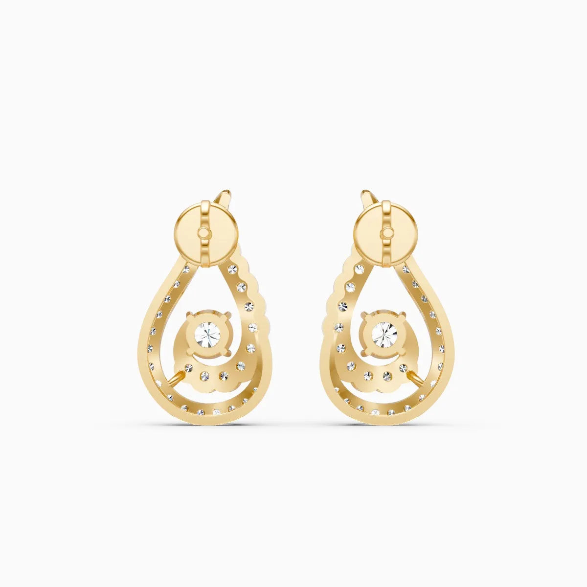 Paisley Double Halo Two-Tone Stud Earrings