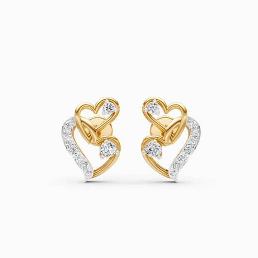 Interlocked Double Open Heart Pavé and Diamond Accent Stud Earrings