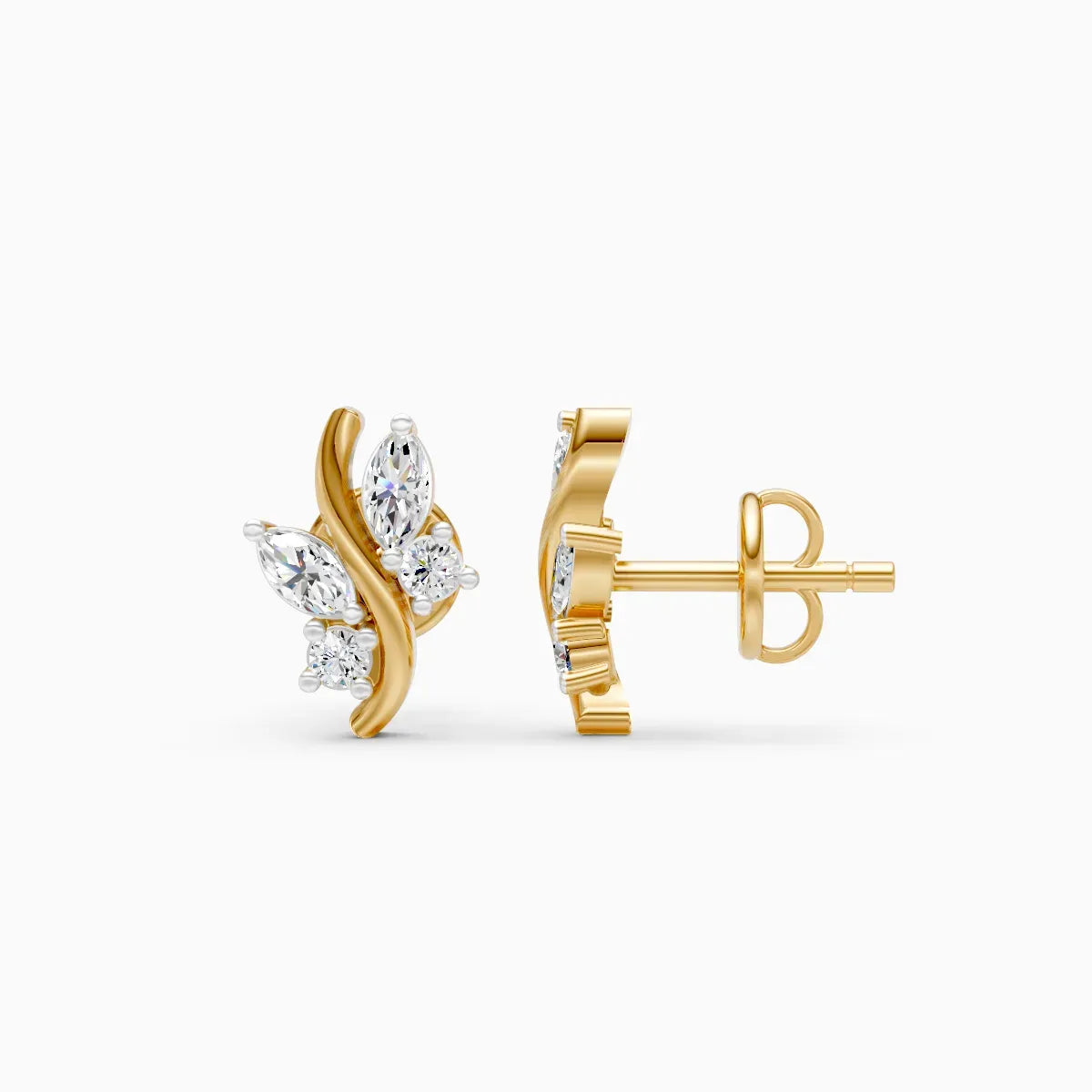 Marquise Leaf Curve Studs