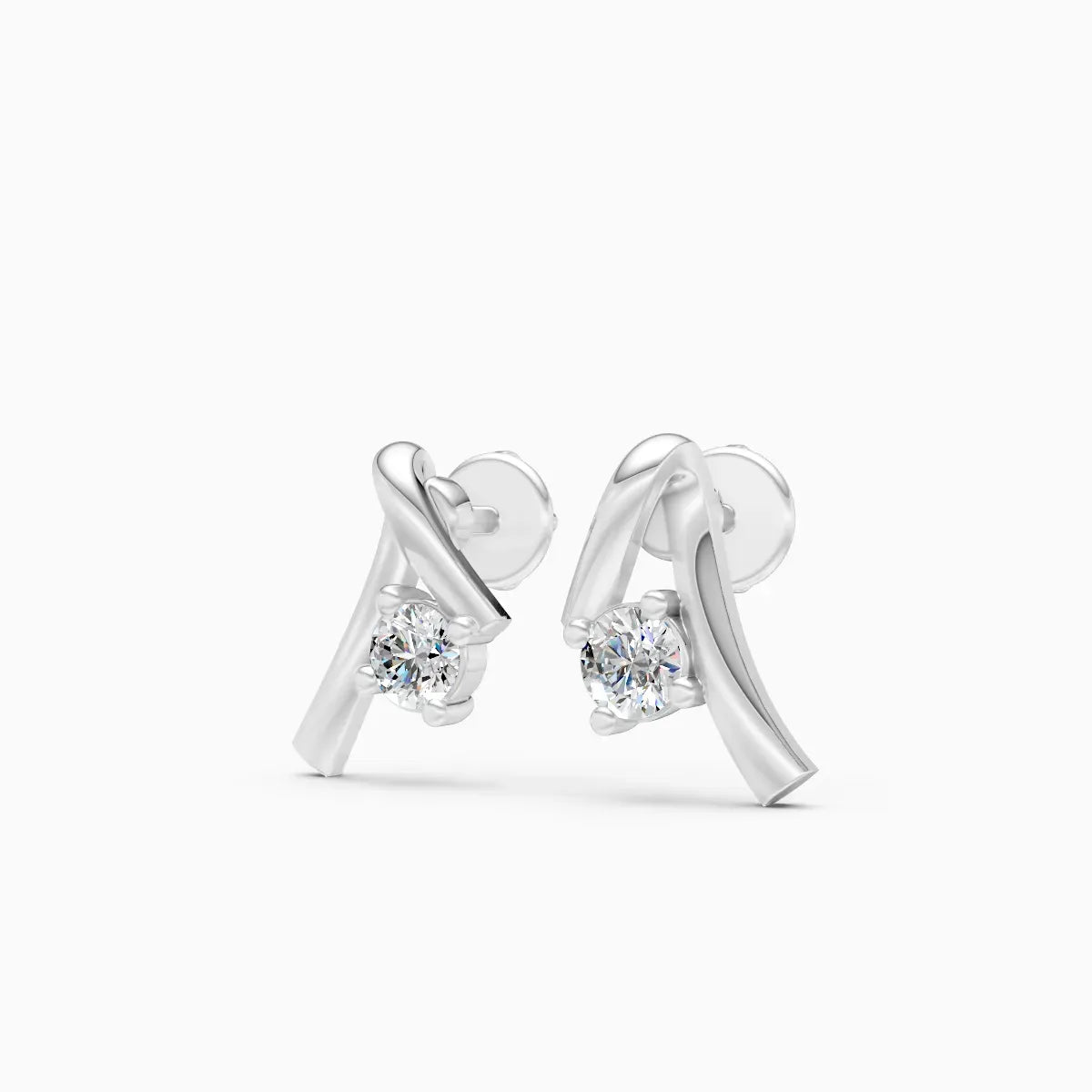 Twisted Ribbon Knot Solitaire Stud Earrings