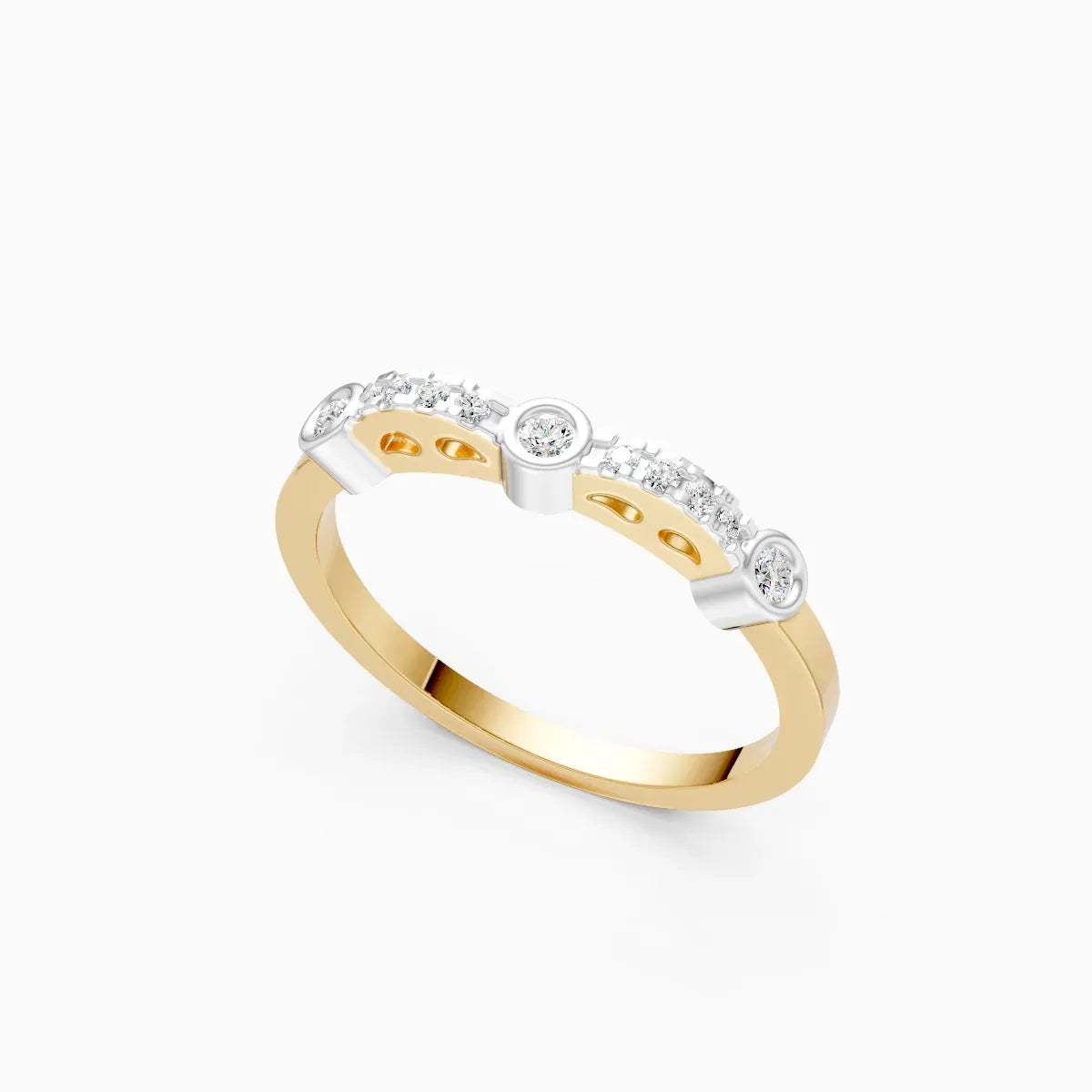Bezel & Pave Station Diamond Ring