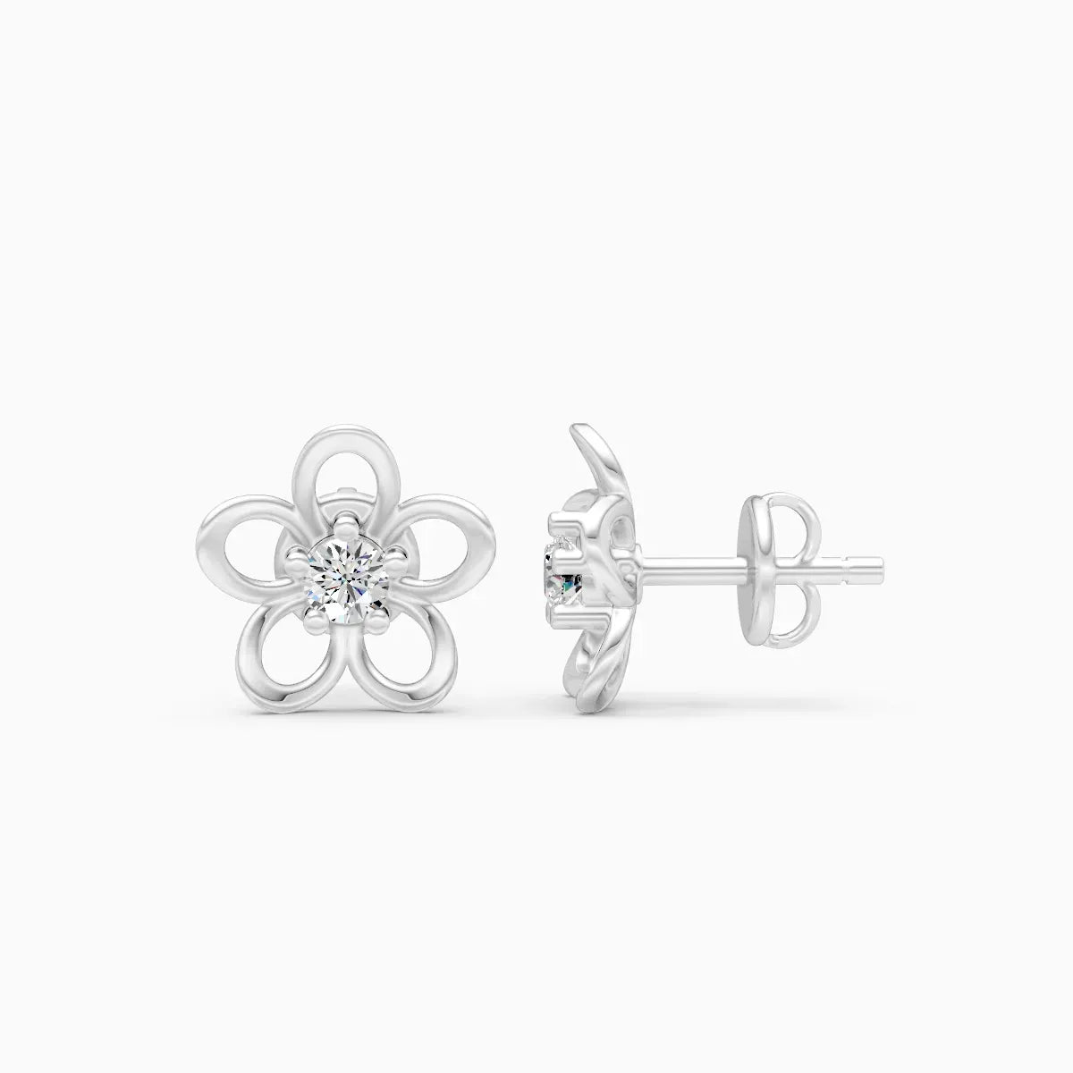 Round Floral Diamond Studs