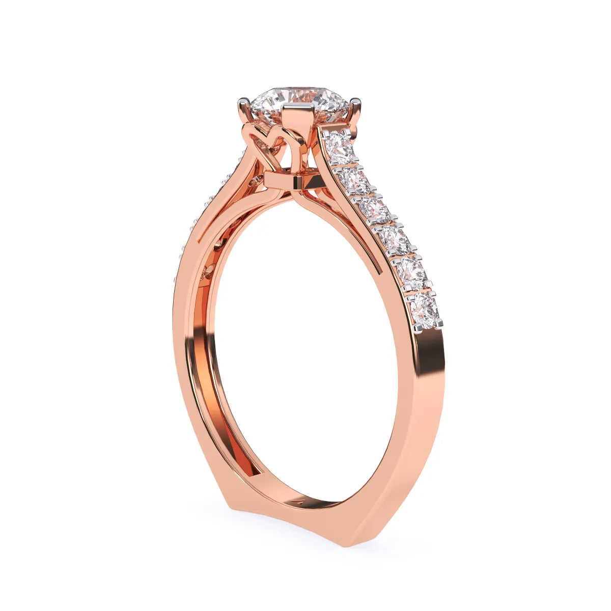 Laxurious Round Solitaire With Side Accent Diamond Ring