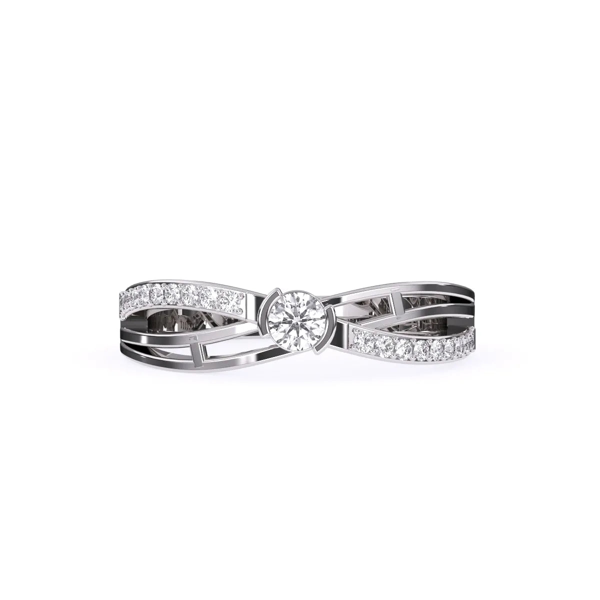 Antique Crossover Diamond Ring in Rose Gold And White Gold