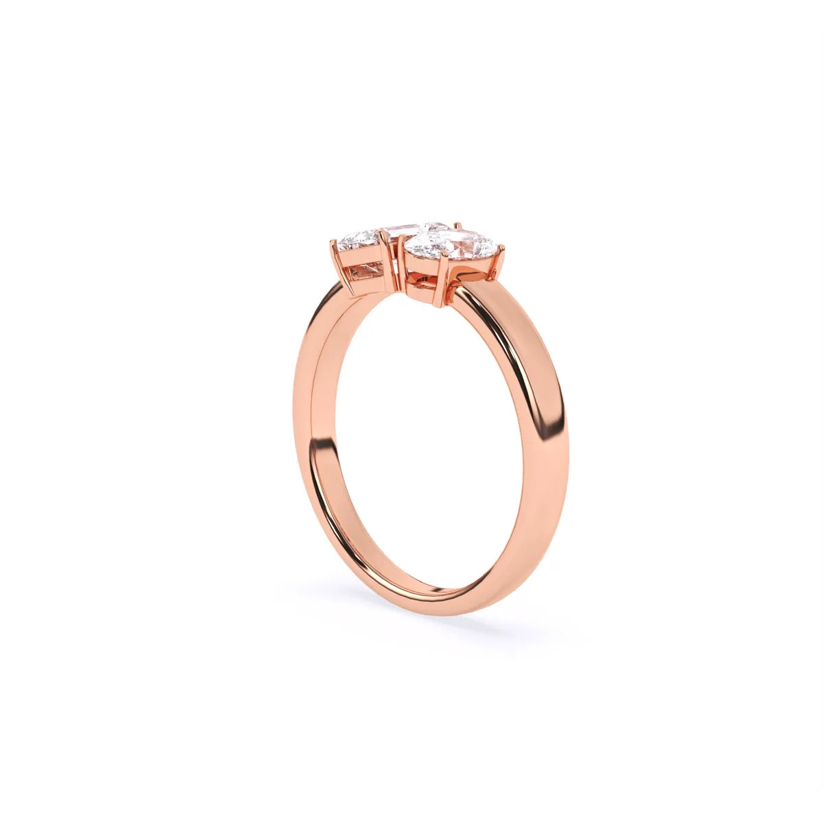 Emerald & Oval Solitaire Toi Et Moi Ring