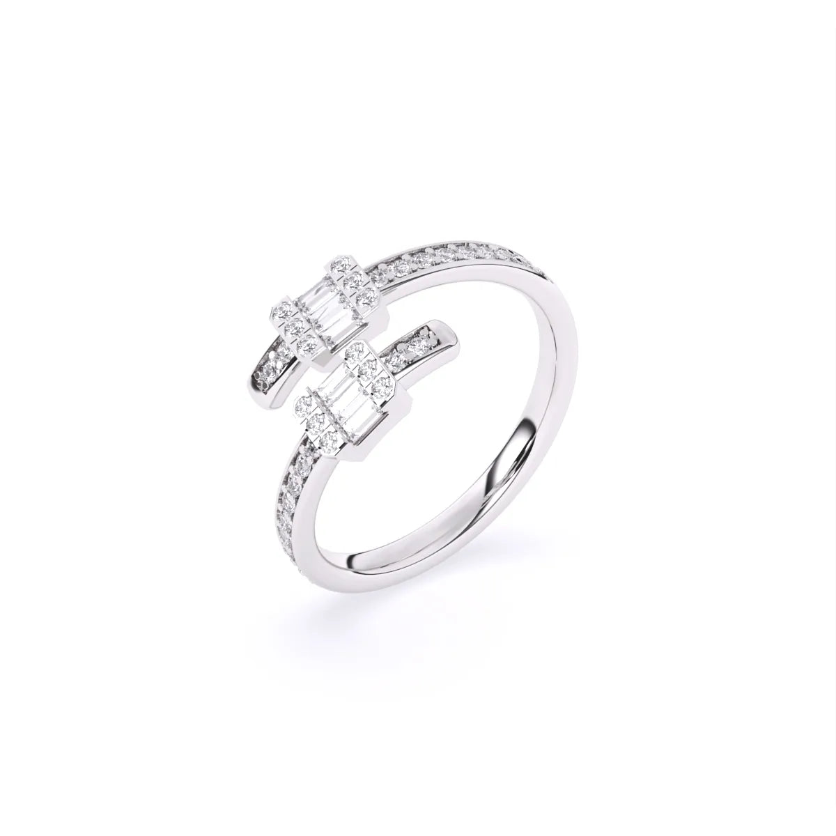 Baguette & Round Open Gape Wedding Band