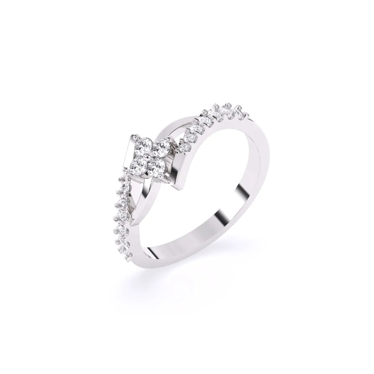Flower Style Bypass Lab  Diamond Engagement Ring