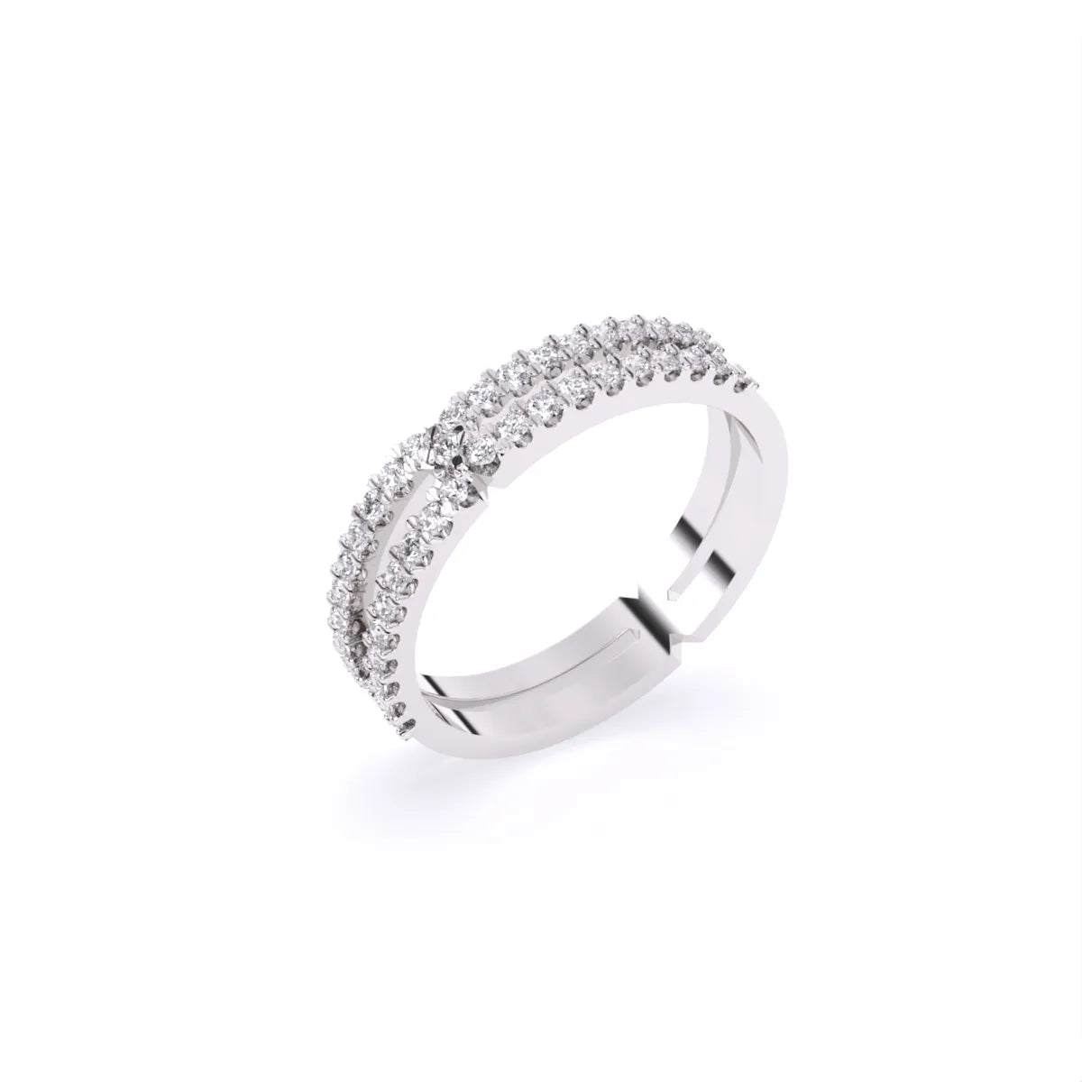 Two Line Half Eternity Lab Diamond Wedding Band