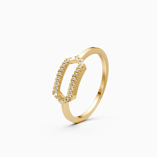 Hexagon Halo Diamond Ring