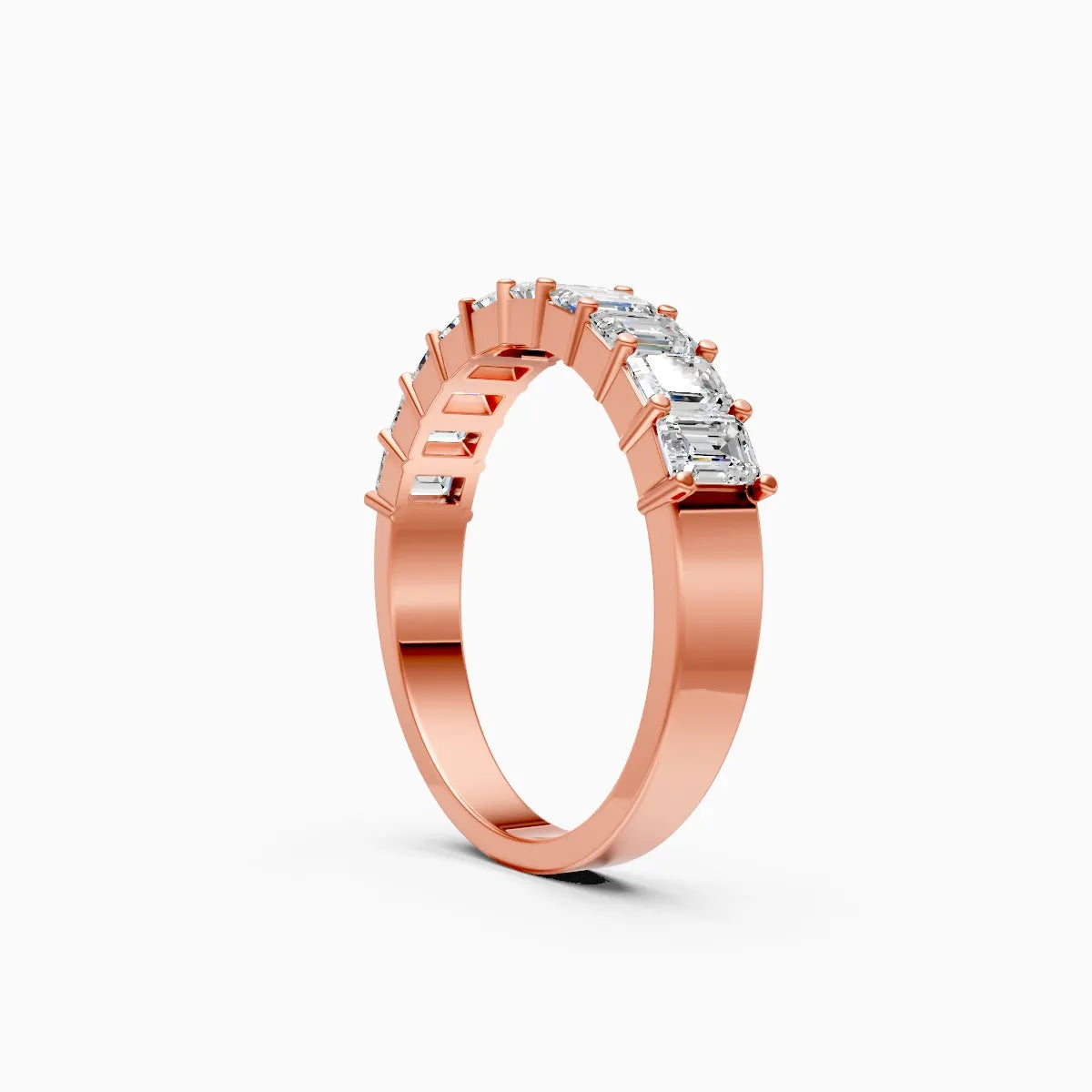 Modern Emerald Cut Lab Grown Diamond Band Ring