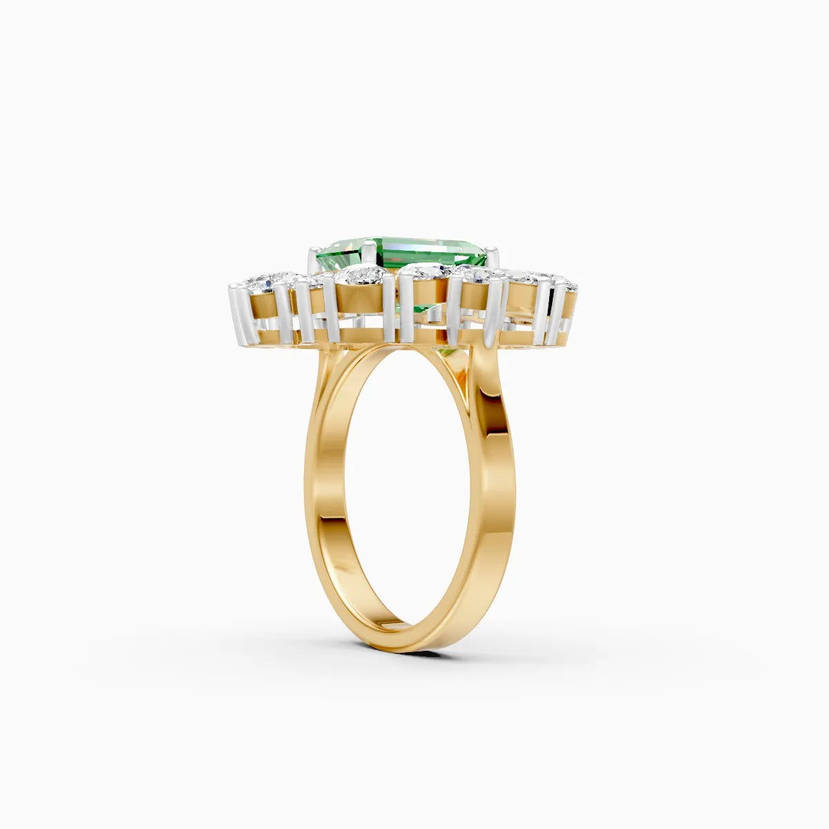 Luxury Green Emerald Ring with Lab Grown Diamond Accents