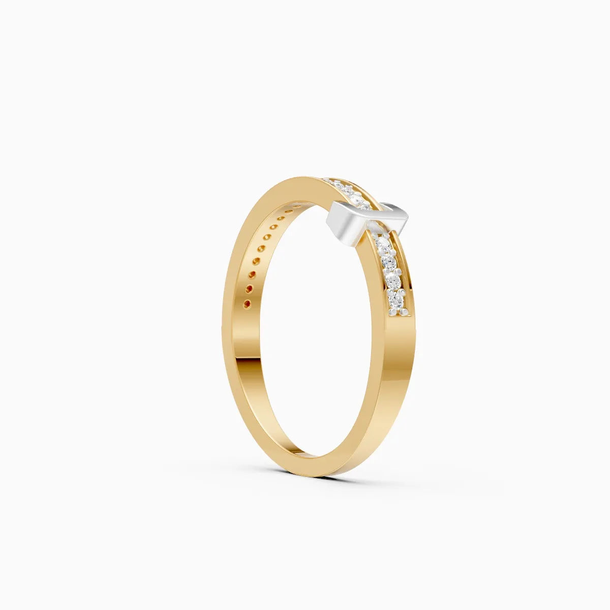 Two-Tone Architectural Staple Clip Channel-Set Band Ring