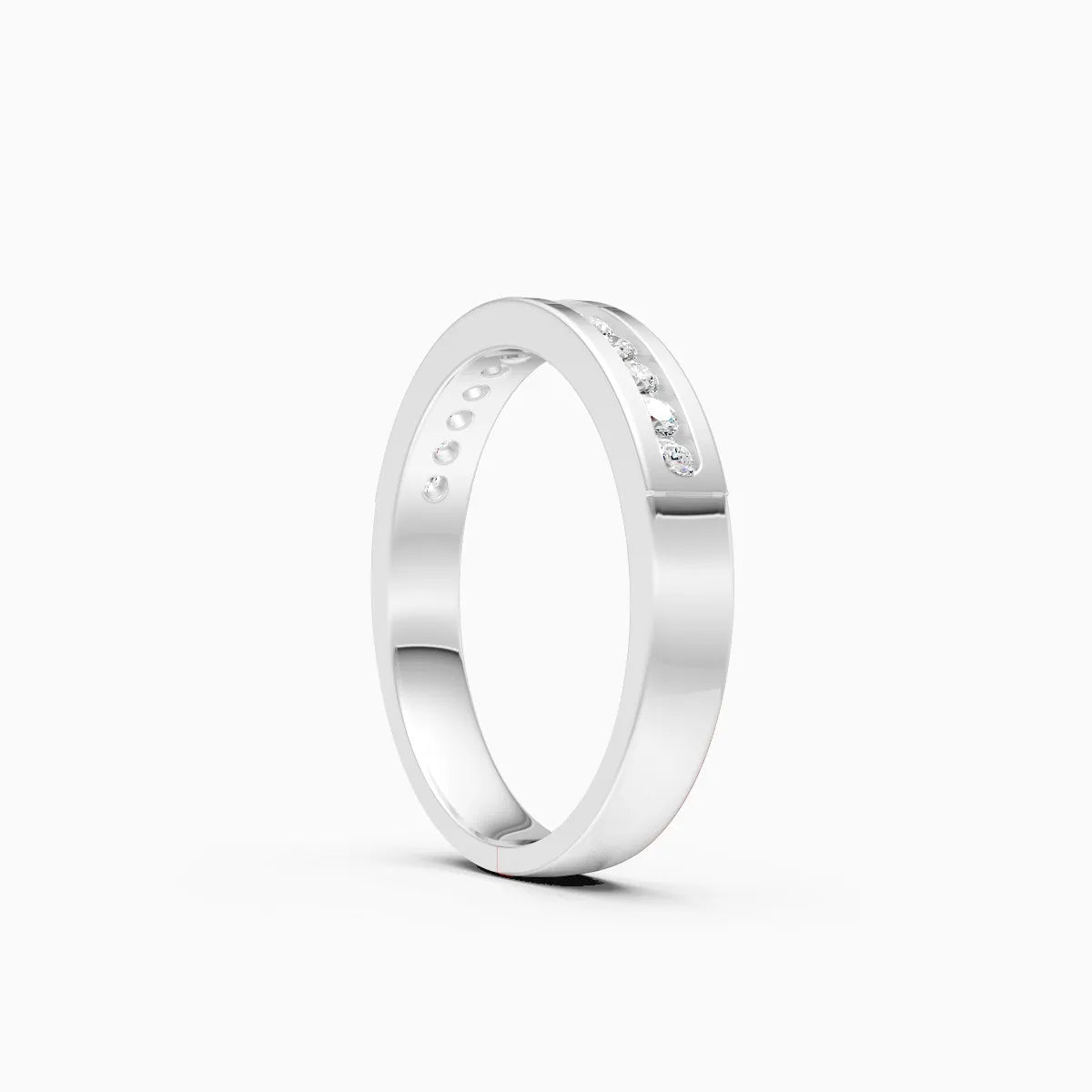 Rhodium Shine Edge Diamond Band