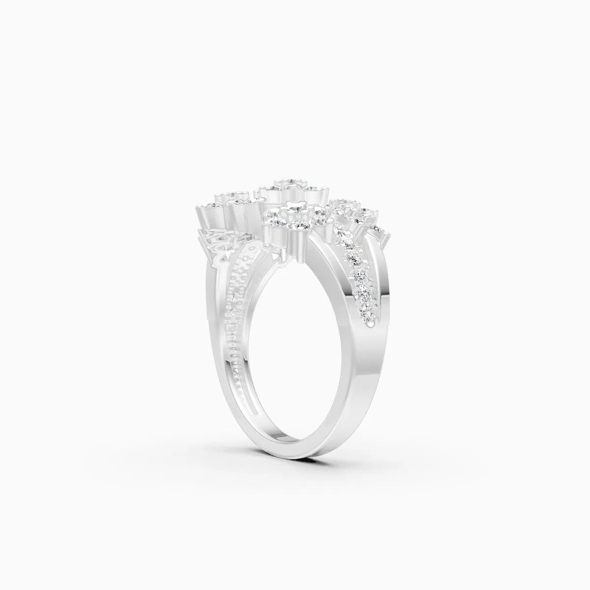 Round Flower Style Cluster Engagement Ring