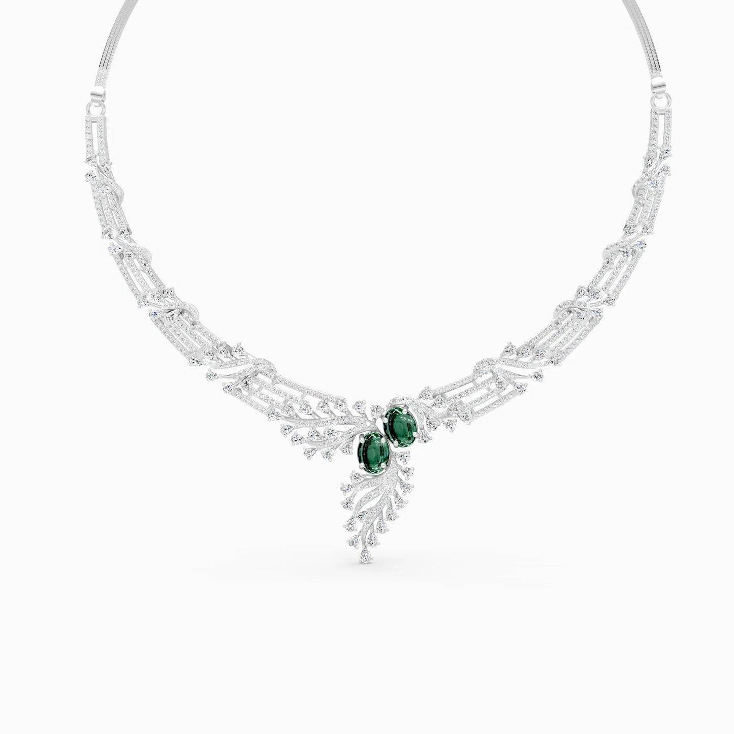 Leaf Shaped Gold Lab Diamond Necklace