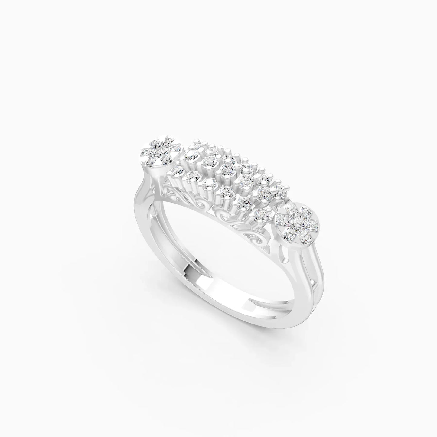 Attractive Round Cluster Diamond Engagement Ring