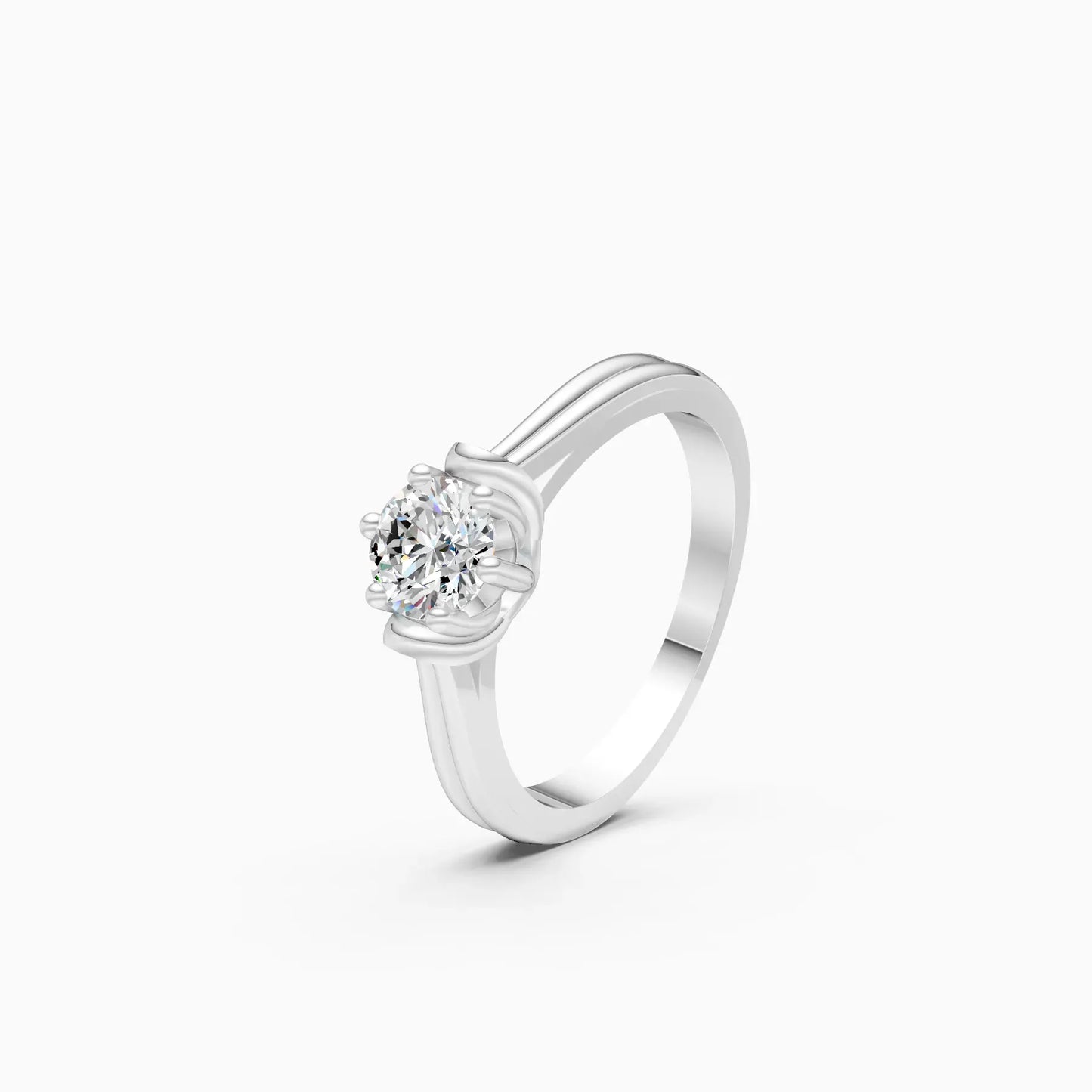 Classic Round Diamond Two Tone Ring