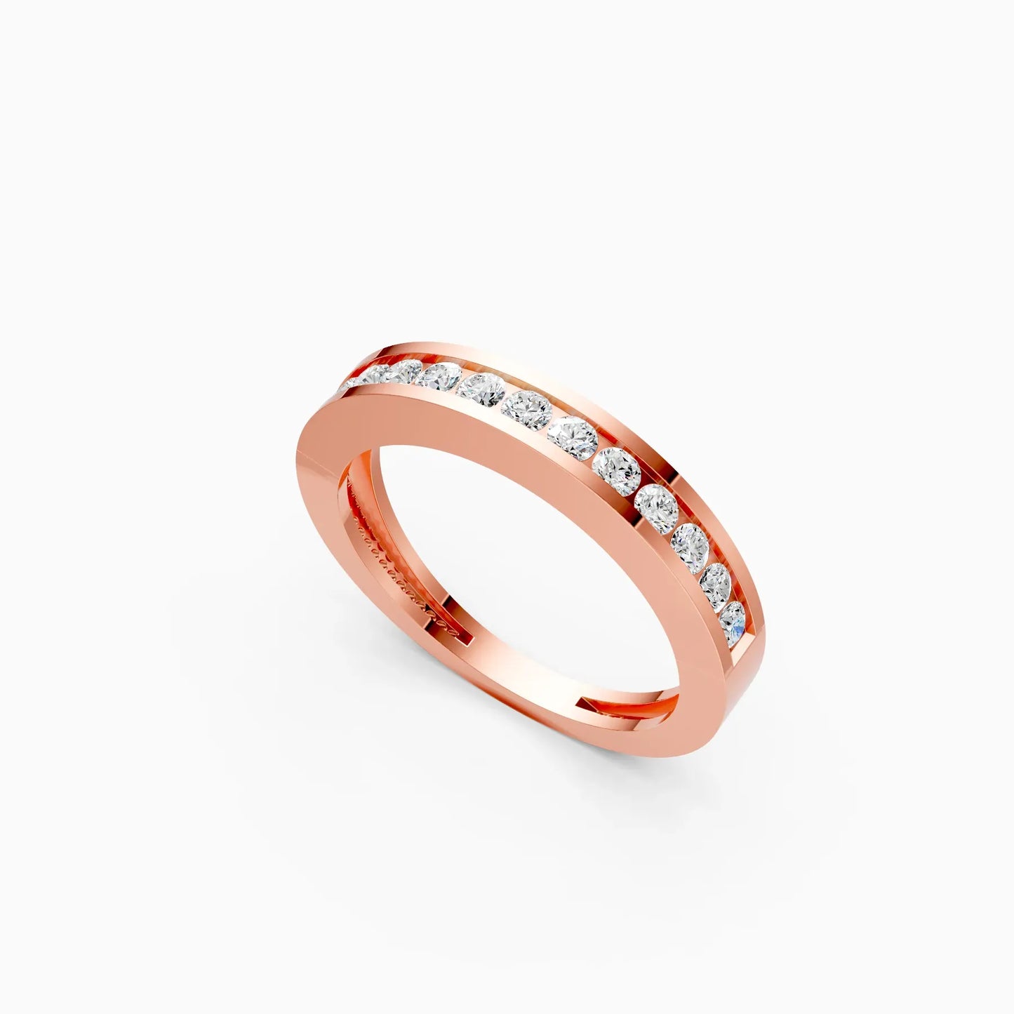 Channel Set Round Diamond Half Eternity Band