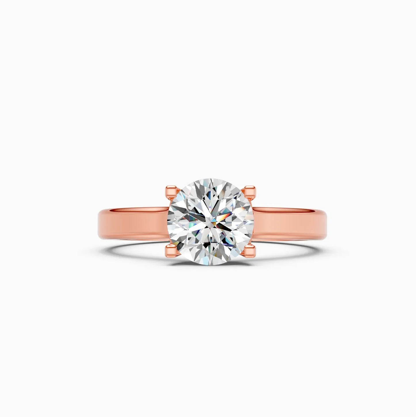 Round Four Prong lab Diamond Solitaire Ring