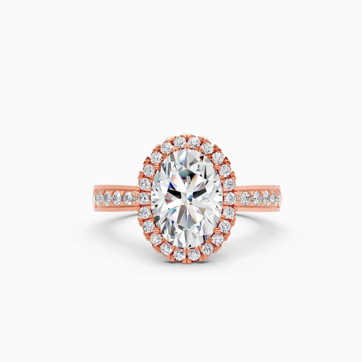 Oval Halo lab Grown Solitaire Accents Ring