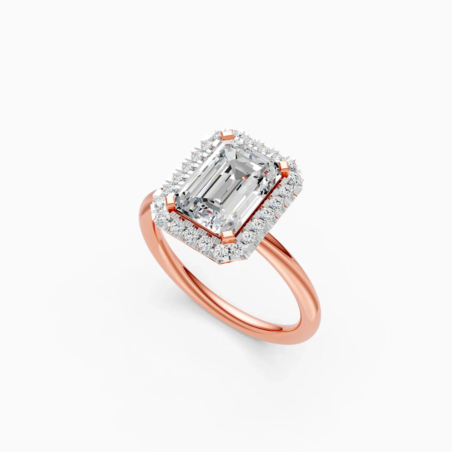 Emerald Halo Solitaire Diamond Ring