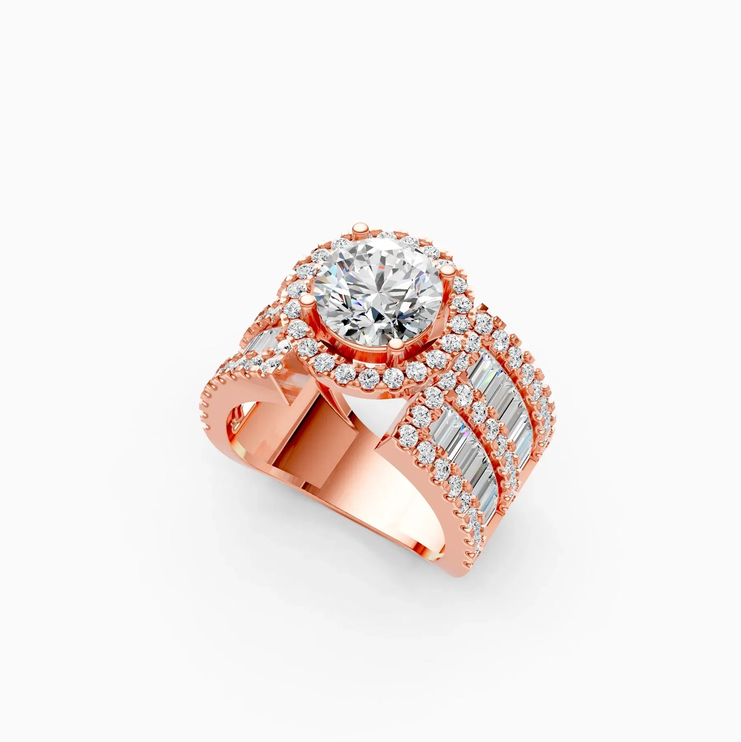 Luxury Triple Row Halo Diamond Ring