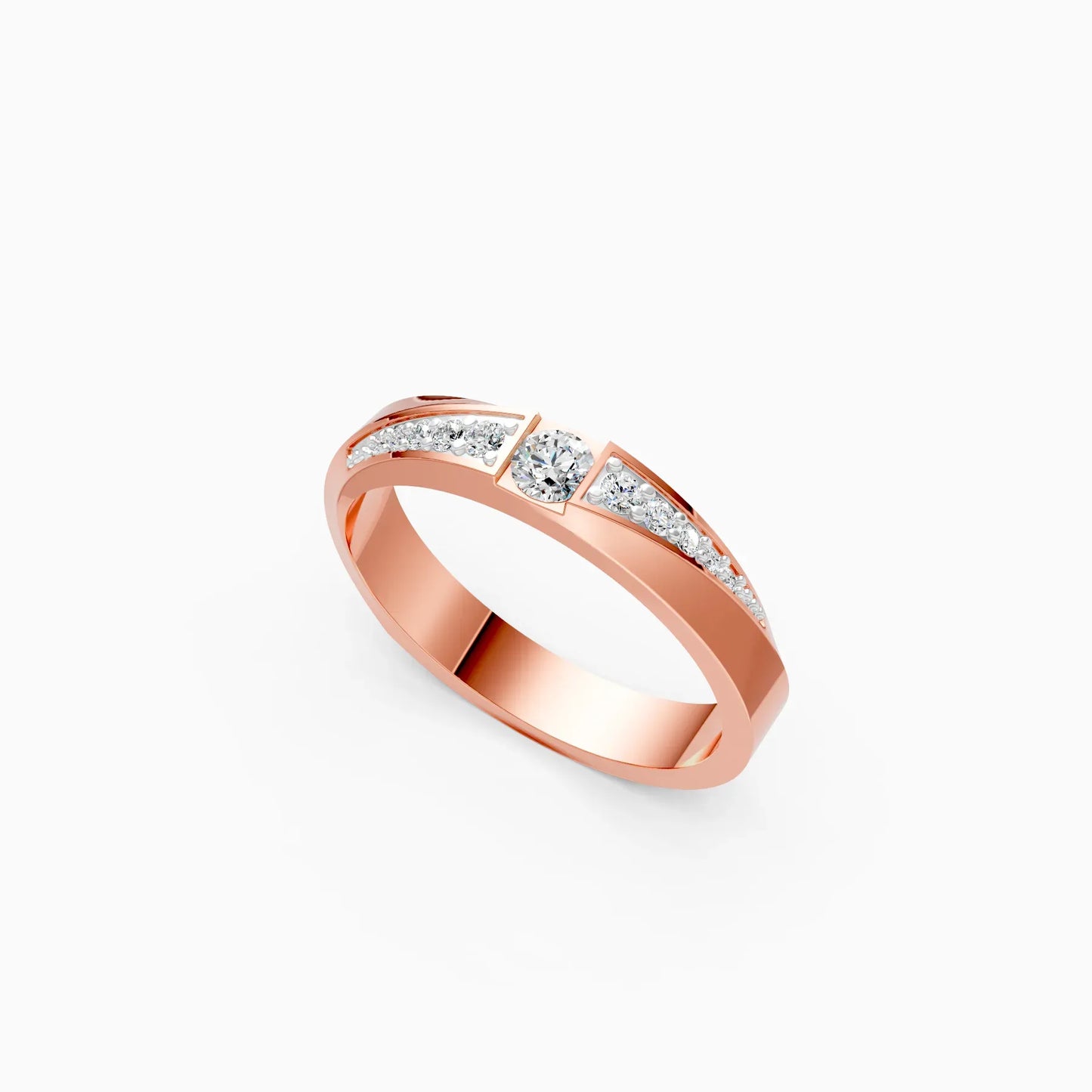 Round Side Accents Diamond Couple Ring