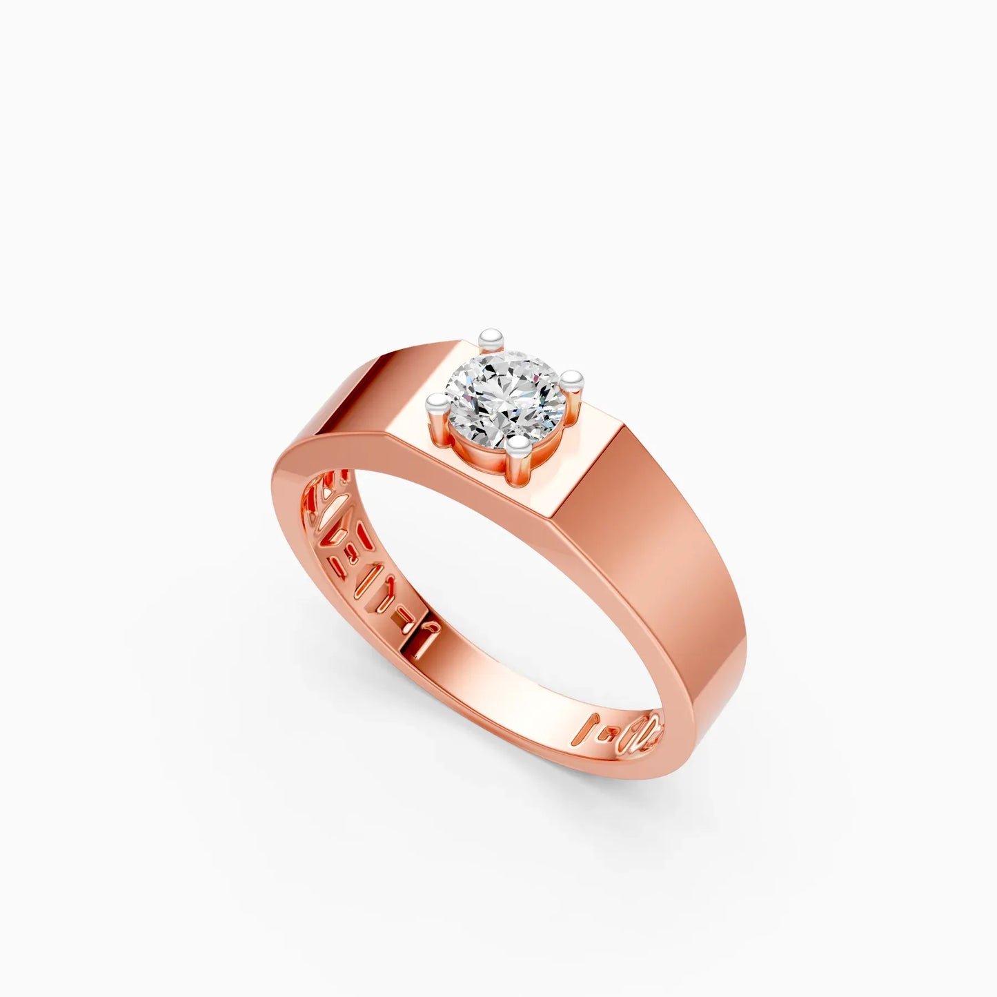Round Lab Diamond Men's Solitaire Ring