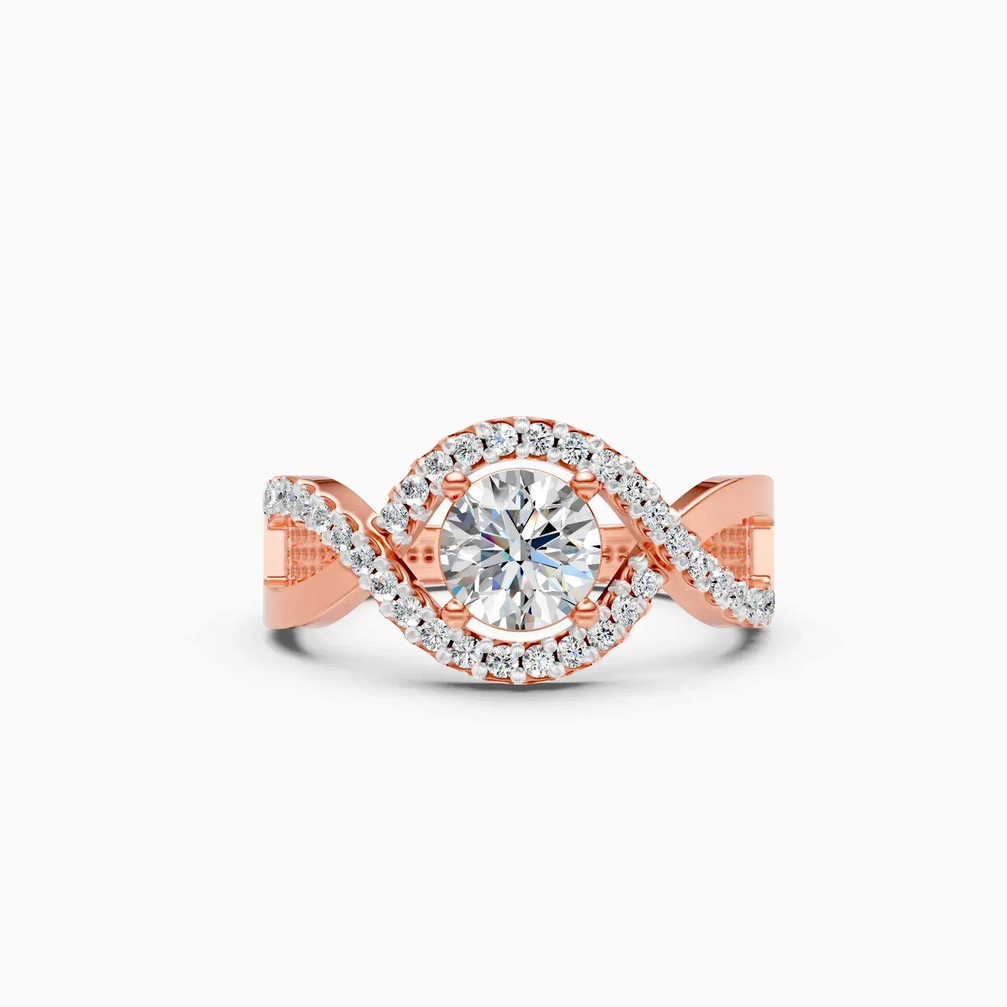 Spiral Cross Solitare Diamond Ring