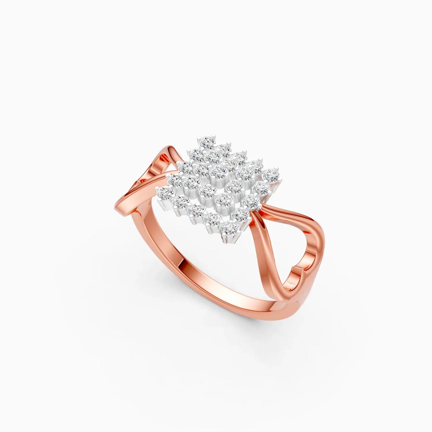 Square Shape Diamond Cluster Impressive Ring