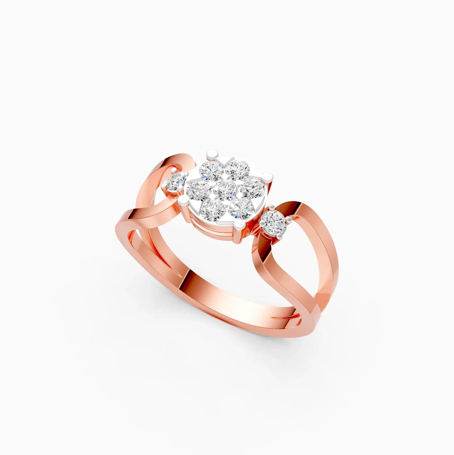 Lavish Floral Diamond Ring in Rose Gold