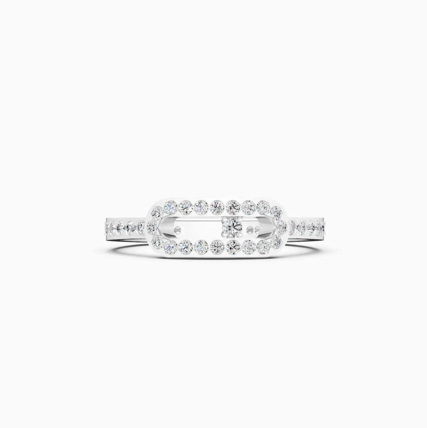 Round lab Grown Diamond Open Hexagon Ring