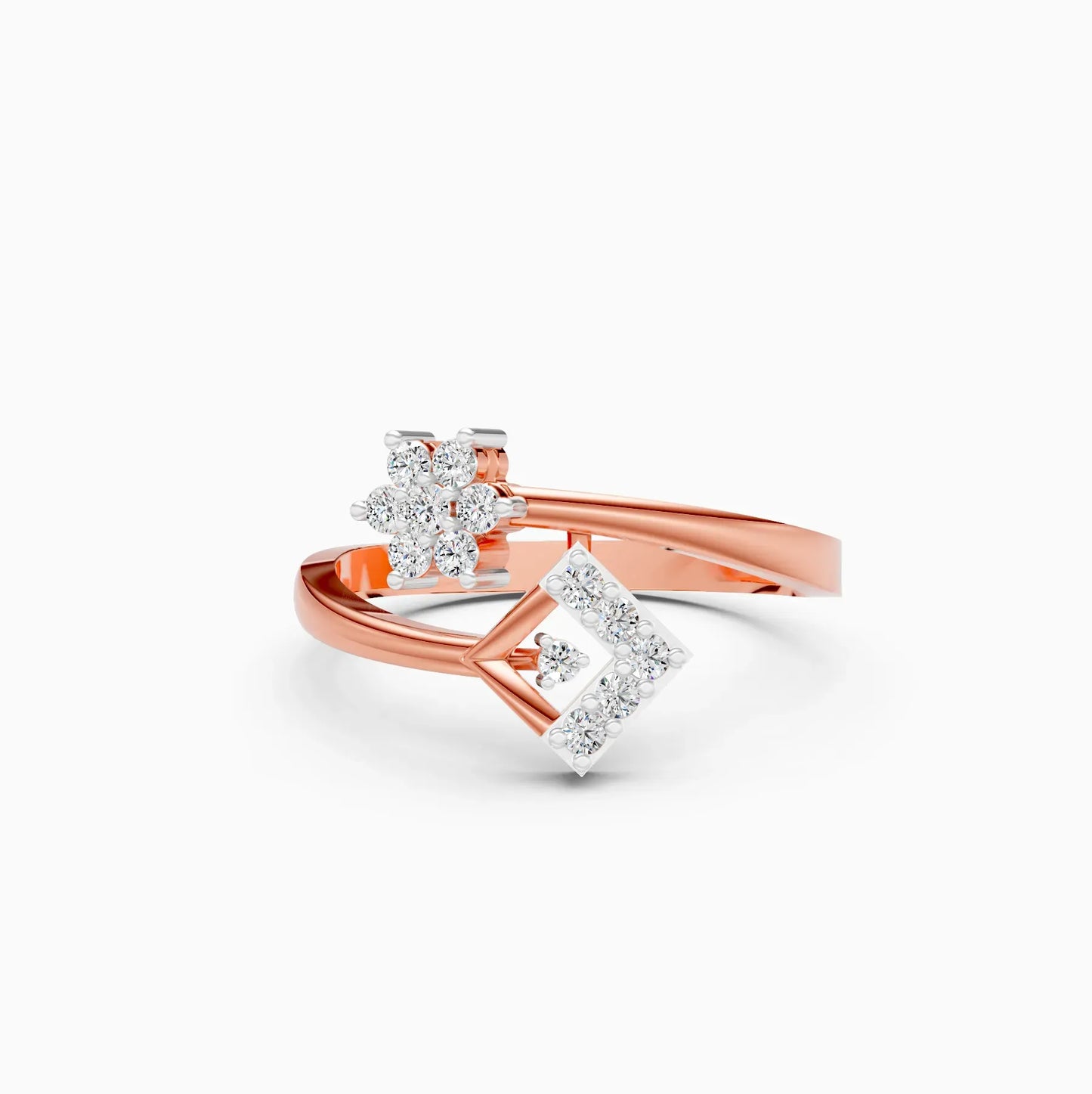 Floral Style By Pass Setting Diamond Cluster Band