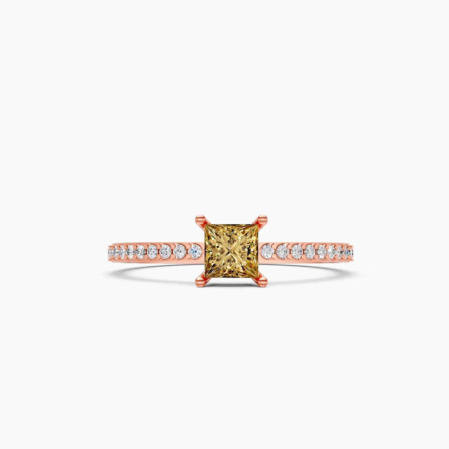 Trendy Yellow Topaz Pricess Diamond Dainty Ring